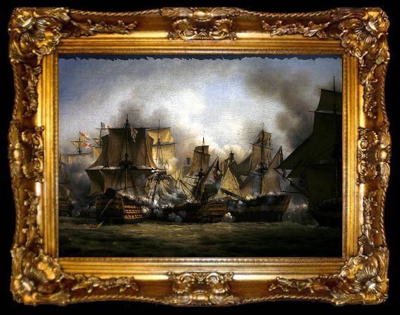 framed  Louis-Philippe Crepin The Redoutable at the battle of Trafalgar, ta009-2
